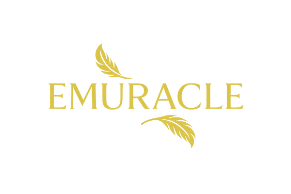 plus design style logo couleur dore claire avec nom de marque Emuracle