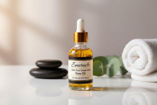 L'huile d'émeu Emuracle 100% pure Grade AAA. Pour douleurs musculaires. - Emuracle
