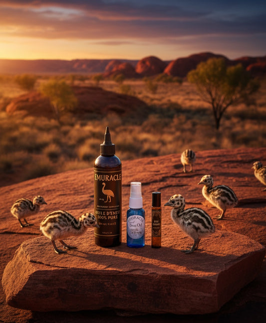 EMURACLE | Le Trio d'Or Ultime : Coffret Cadeau Bien-Être & Beauté - Huile d'Émeu 100% Pure Grade AAA - Emuracle