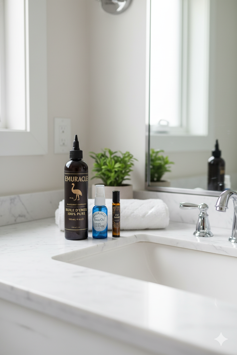 EMURACLE | Le Trio d'Or Ultime : Coffret Cadeau Bien-Être & Beauté - Huile d'Émeu 100% Pure Grade AAA - Emuracle